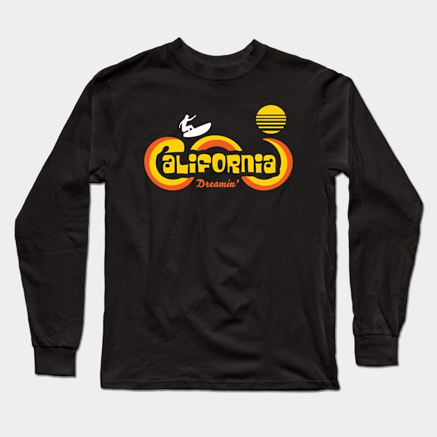 1970's Retro Style Inspired California Dreamin' Surf , Sun and Waves Long Sleeve T-Shirt by Souvenir T-Shirts